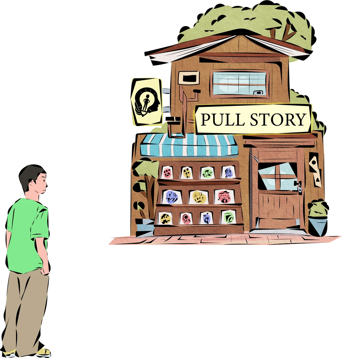 PULLSTORY 가게 앞에 선 사람